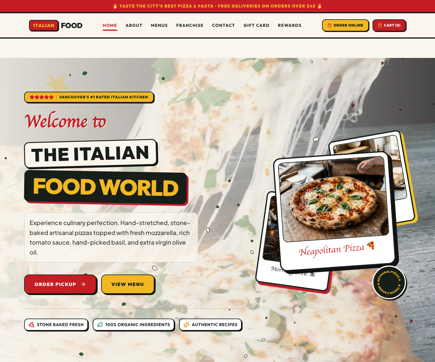 Italian Food Restaurant website template screenshot